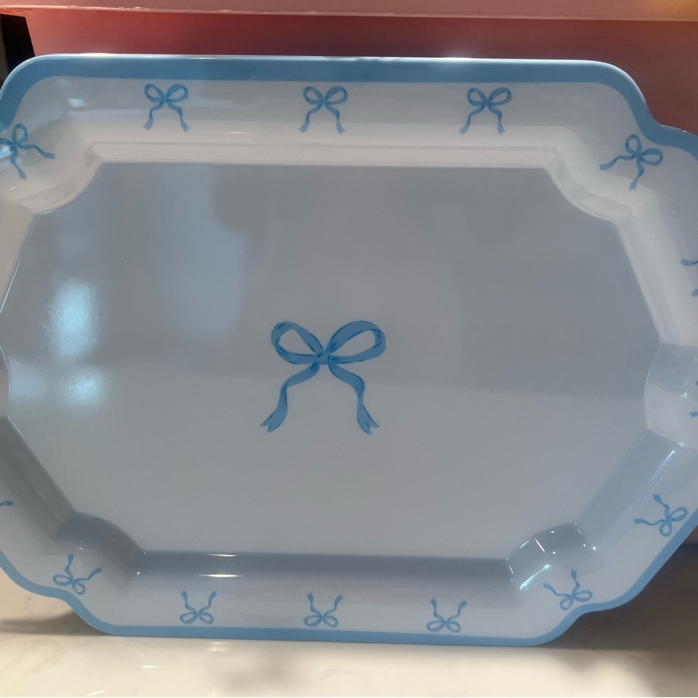 Shabby Chic Blue Ribbon Design Plates - Picture 6 of 6